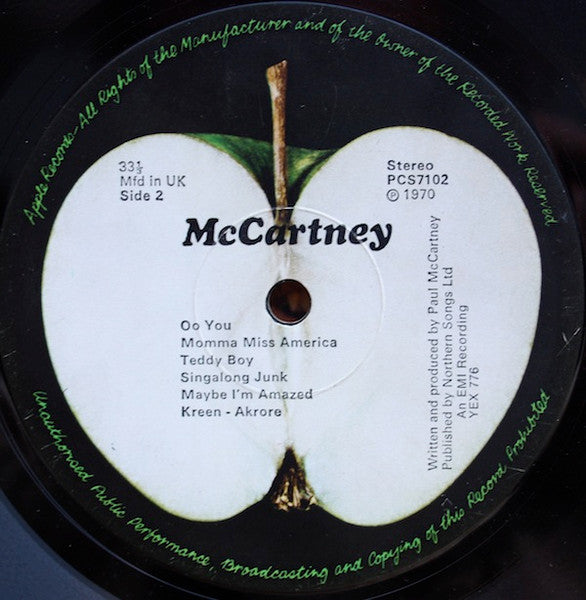 Paul McCARTNEY★McCARTNEY UK Apple オリジナル McCartney – ParSonics Studio